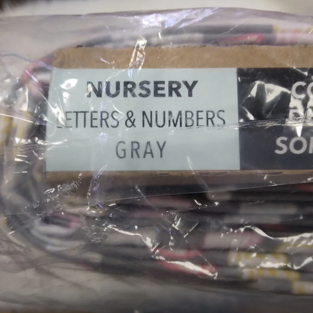 FABRIC Flannel Letters & Numbers Gray, , 100% Cotton Flannel, 8 Yard Sealed Bolt